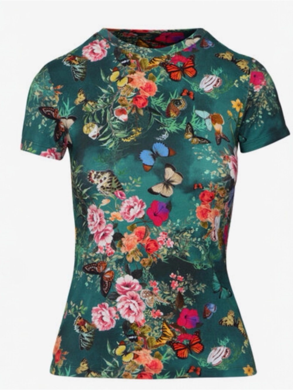L'AGENCE Ressi Charonda Butterfly Floral Print Women’s Fitted Tee Size XSmall - Picture 8 of 12